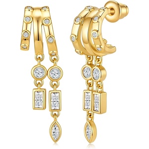 image:imageCicy Bell Gold Earrings For Women 18k Gold Plated Triple Dangle EarringsStyle FGold