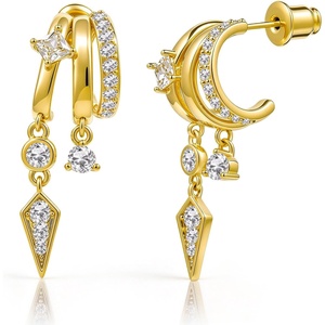 image:imageCicy Bell Gold Earrings For Women 18k Gold Plated Triple Dangle EarringsStyle GGold