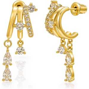 image:imageCicy Bell Gold Earrings For Women 18k Gold Plated Triple Dangle EarringsStyle HGold