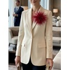 image:imageCicy Bell Ostrich Feather Brooch Pin For Women Large Floral Lapel PinsBurgundy