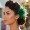 image:imageCicy Bell Ostrich Feather Brooch Pin For Women Large Floral Lapel PinsGreen