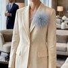 image:imageCicy Bell Ostrich Feather Brooch Pin For Women Large Floral Lapel PinsPurple