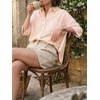 image:imageCicy Bell Womens Oversized Button Down Shirts Half Sleeve Collared TopsStriped Apricot