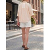 image:imageCicy Bell Womens Oversized Button Down Shirts Half Sleeve Collared TopsStriped Apricot