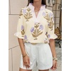 image:imageCicy Bell Womens Summer Floral Blouses Puff Ruffle Sleeve Shirts Boho TopsCreamy White