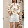 image:imageCicy Bell Womens Summer Floral Blouses Puff Ruffle Sleeve Shirts Boho TopsCreamy White