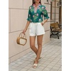 image:imageCicy Bell Womens Summer Floral Blouses Puff Ruffle Sleeve Shirts Boho TopsDeep Green