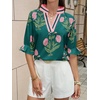 image:imageCicy Bell Womens Summer Floral Blouses Puff Ruffle Sleeve Shirts Boho TopsDeep Green