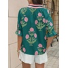 image:imageCicy Bell Womens Summer Floral Blouses Puff Ruffle Sleeve Shirts Boho TopsDeep Green