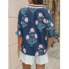image:imageCicy Bell Womens Summer Floral Blouses Puff Ruffle Sleeve Shirts Boho TopsNavy