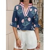 image:imageCicy Bell Womens Summer Floral Blouses Puff Ruffle Sleeve Shirts Boho TopsNavy