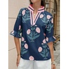 image:imageCicy Bell Womens Summer Floral Blouses Puff Ruffle Sleeve Shirts Boho TopsNavy