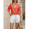image:imageCicy Bell Womens Summer Floral Blouses Puff Ruffle Sleeve Shirts Boho TopsOrange