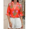 image:imageCicy Bell Womens Summer Floral Blouses Puff Ruffle Sleeve Shirts Boho TopsOrange