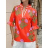 image:imageCicy Bell Womens Summer Floral Blouses Puff Ruffle Sleeve Shirts Boho TopsOrange