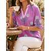 image:imageCicy Bell Womens Summer Floral Blouses Puff Ruffle Sleeve Shirts Boho TopsPink
