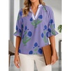 image:imageCicy Bell Womens Summer Floral Blouses Puff Ruffle Sleeve Shirts Boho TopsPurple