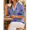 image:imageCicy Bell Womens Summer Floral Blouses Puff Ruffle Sleeve Shirts Boho TopsPurple