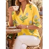 image:imageCicy Bell Womens Summer Floral Blouses Puff Ruffle Sleeve Shirts Boho TopsYellow