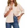image:imageCicy Bell Womens Oversized Button Down Shirts Half Sleeve Collared TopsStriped Apricot
