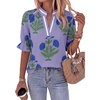 image:imageCicy Bell Womens Summer Floral Blouses Puff Ruffle Sleeve Shirts Boho TopsPurple