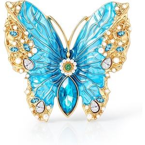 image:imageCicy Bell Womens Butterfly Flower Brooch Pin Enamel Rhinestone Lapel PinsGoldA