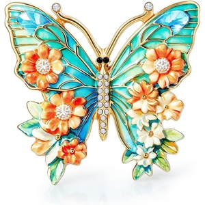 image:imageCicy Bell Womens Butterfly Flower Brooch Pin Enamel Rhinestone Lapel PinsGoldB