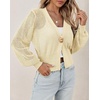 image:imageCicy Bell Womens Cropped Crochet Cardigan Casual Mesh Knit Sweater Cover UpApricot
