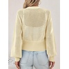image:imageCicy Bell Womens Cropped Crochet Cardigan Casual Mesh Knit Sweater Cover UpApricot