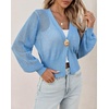 image:imageCicy Bell Womens Cropped Crochet Cardigan Casual Mesh Knit Sweater Cover UpBlue