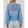 image:imageCicy Bell Womens Cropped Crochet Cardigan Casual Mesh Knit Sweater Cover UpBlue