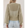 image:imageCicy Bell Womens Cropped Crochet Cardigan Casual Mesh Knit Sweater Cover UpKhaki