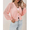 image:imageCicy Bell Womens Cropped Crochet Cardigan Casual Mesh Knit Sweater Cover UpPink