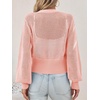image:imageCicy Bell Womens Cropped Crochet Cardigan Casual Mesh Knit Sweater Cover UpPink