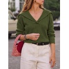 image:imageCicy Bell Womens Pullover Sweaters Lapel Collar V Neck Long Sleeve SweaterArmy Green