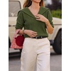 image:imageCicy Bell Womens Pullover Sweaters Lapel Collar V Neck Long Sleeve SweaterArmy Green