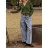 image:imageCicy Bell Womens Pullover Sweaters Lapel Collar V Neck Long Sleeve SweaterArmy Green