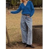 image:imageCicy Bell Womens Pullover Sweaters Lapel Collar V Neck Long Sleeve SweaterDark Blue