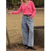 image:imageCicy Bell Womens Pullover Sweaters Lapel Collar V Neck Long Sleeve SweaterDark Pink