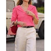 image:imageCicy Bell Womens Pullover Sweaters Lapel Collar V Neck Long Sleeve SweaterDark Pink