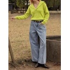image:imageCicy Bell Womens Pullover Sweaters Lapel Collar V Neck Long Sleeve SweaterFruit Green