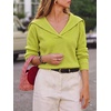image:imageCicy Bell Womens Pullover Sweaters Lapel Collar V Neck Long Sleeve SweaterFruit Green