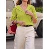 image:imageCicy Bell Womens Pullover Sweaters Lapel Collar V Neck Long Sleeve SweaterFruit Green