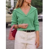image:imageCicy Bell Womens Pullover Sweaters Lapel Collar V Neck Long Sleeve SweaterGreen