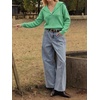 image:imageCicy Bell Womens Pullover Sweaters Lapel Collar V Neck Long Sleeve SweaterGreen