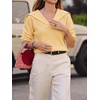 image:imageCicy Bell Womens Pullover Sweaters Lapel Collar V Neck Long Sleeve SweaterYellow
