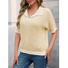 image:imageCicy Bell Womens Striped Cropped Sweaters Short Sleeve Knit Fall PulloverBeige