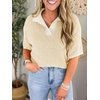 image:imageCicy Bell Womens Striped Cropped Sweaters Short Sleeve Knit Fall PulloverBeige