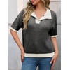image:imageCicy Bell Womens Striped Cropped Sweaters Short Sleeve Knit Fall PulloverBlack