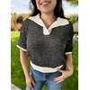 image:imageCicy Bell Womens Striped Cropped Sweaters Short Sleeve Knit Fall PulloverBlack